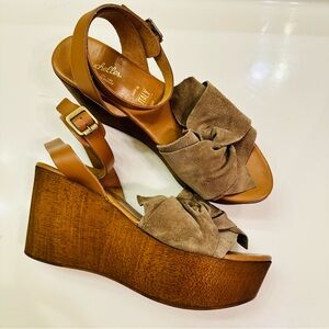 Seychelles Wood Platform Suede Sandal Size 8